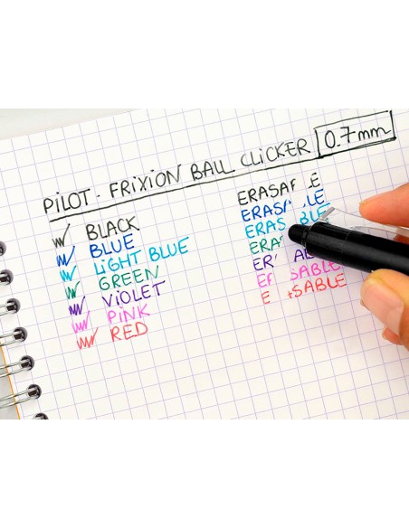 Boligrafo pilot frixion clicker borrable 07 mm punta media negro en blister