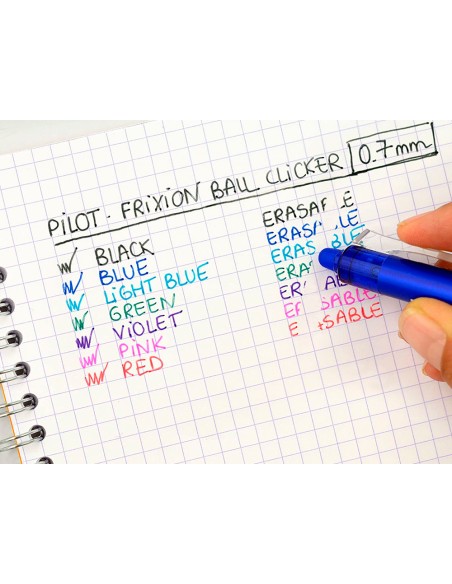 Boligrafo pilot frixion clicker borrable 07 mm punta media azul en blister