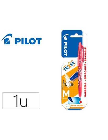 Boligrafo pilot frixion ball borrable 07 mm punta media rojo en blister