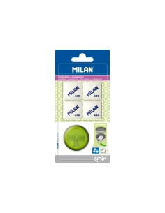 Sacapuntas milan spin plastico 1 uso 4 gomas de borrar 430