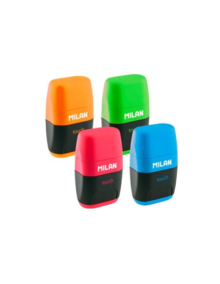 Sacapuntas milan compact touch duo plastico 2 usos con goma 2 recambios de goma en blister Sacapuntas milan compact touch duo plastico 2 usos con goma 2 recambios de goma en blister