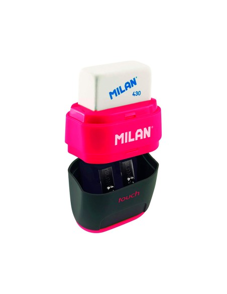 Sacapuntas milan compact touch duo plastico 2 usos con goma 2 recambios de goma en blister Sacapuntas milan compact touch duo plastico 2 usos con goma 2 recambios de goma en blister