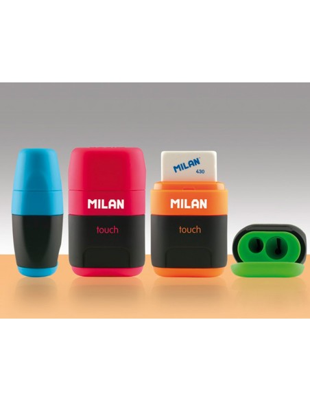 Sacapuntas milan compact touch duo plastico 2 usos con goma 2 recambios de goma en blister Sacapuntas milan compact touch duo plastico 2 usos con goma 2 recambios de goma en blister