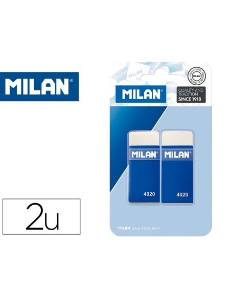 Goma de borrar milan 4020 miga de pan blister de 2 unidades