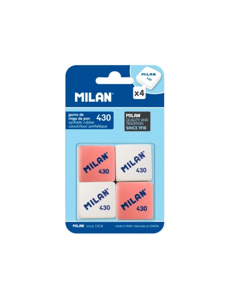 Goma de borrar milan 430 blister de 4 unidades