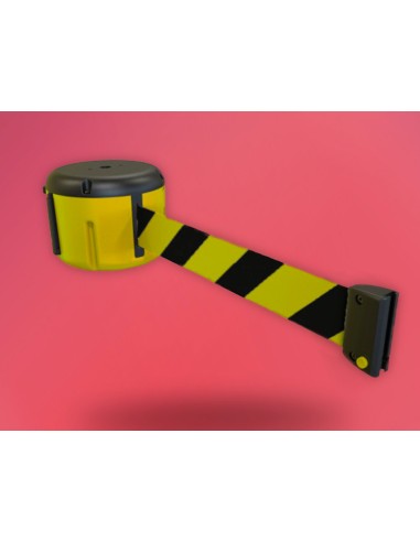 Cinta portatil faru retractil plastificada amarilla negra longitud 9 mt