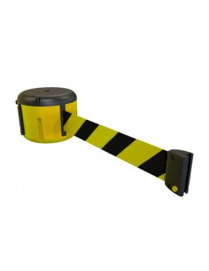 Cinta portatil faru retractil plastificada amarilla negra longitud 9 mt
