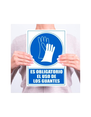 Pictograma archivo 2000 obligatorio uso de guantes pvc azul luminiscente 210x297 mm