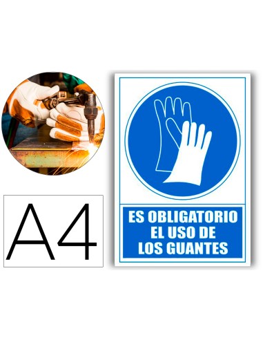 Pictograma archivo 2000 obligatorio uso de guantes pvc azul luminiscente 210x297 mm