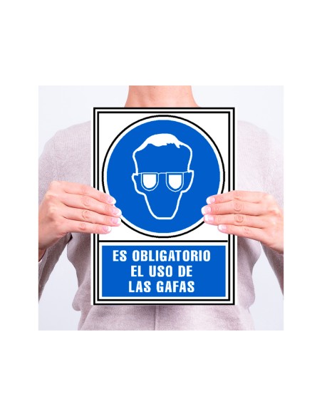 Pictograma archivo 2000 obligatorio uso de gafas pvc azul luminiscente 210x297 mm