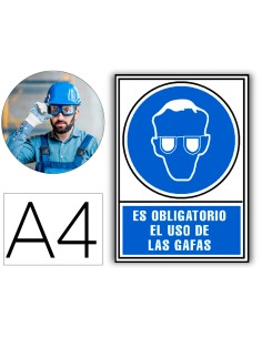 Pictograma archivo 2000 obligatorio uso de gafas pvc azul luminiscente 210x297 mm