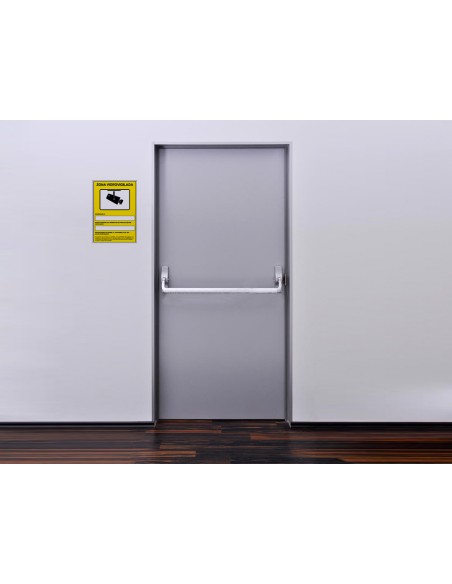 Pictograma archivo 2000 camaras de vigilancia en grabacion las 24 horas pvc amarillo luminiscente 210x297