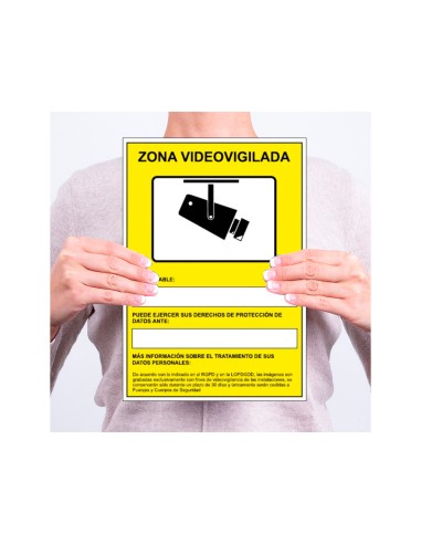 Pictograma archivo 2000 camaras de vigilancia en grabacion las 24 horas pvc amarillo luminiscente 210x297