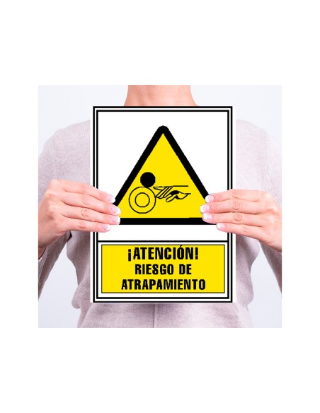 Pictograma archivo 2000 atencion riesgo de atrapamiento pvc amarillo luminiscente 210x297 mm