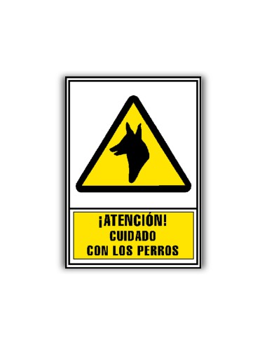 Pictograma archivo 2000 atencion cuidado con los perros pvc amarillo luminiscente 210x297 mm