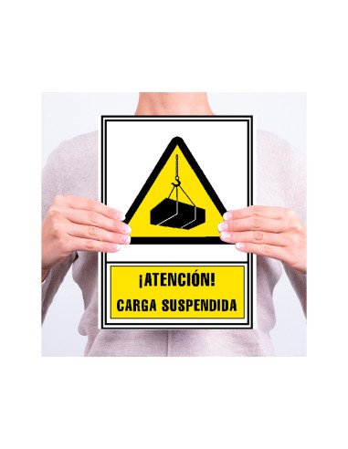 Pictograma archivo 2000 atencion carga suspendida pvc amarillo luminiscente 210x297 mm