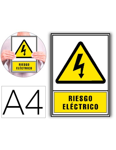 Pictograma archivo 2000 riesgo electrico pvc amarillo luminiscente 210x297 mm