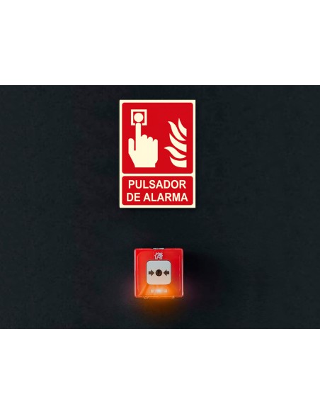 Pictograma archivo 2000 pulsador de alarma pvc rojo luminiscente 210x300 mm