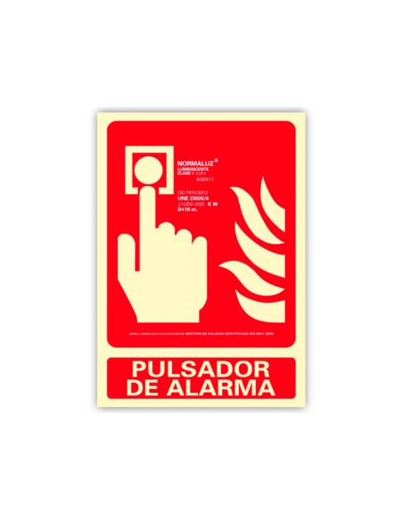 Pictograma archivo 2000 pulsador de alarma pvc rojo luminiscente 210x300 mm