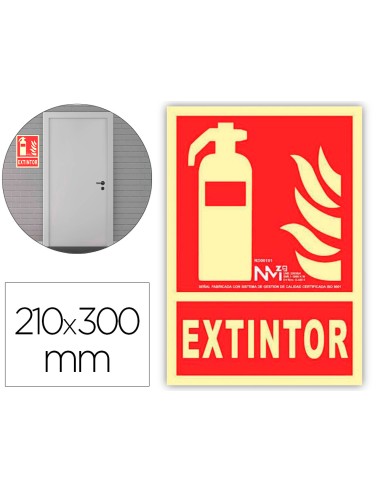 Pictograma archivo 2000 extintor pvc rojo luminiscente 210x300 mm