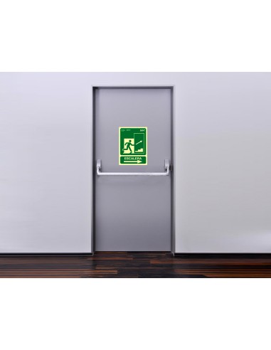 Pictograma archivo 2000 salida emergencia escalera sube derecha pvc verde luminiscente 224x300 mm