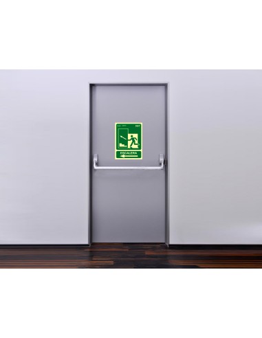 Pictograma archivo 2000 salida emergencia escalera sube izquierda pvc verde luminiscente 224x300 mm
