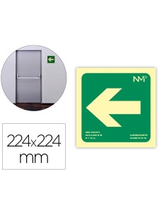 Pictograma archivo 2000 flecha izquierda pvc verde luminiscente 224x224 mm