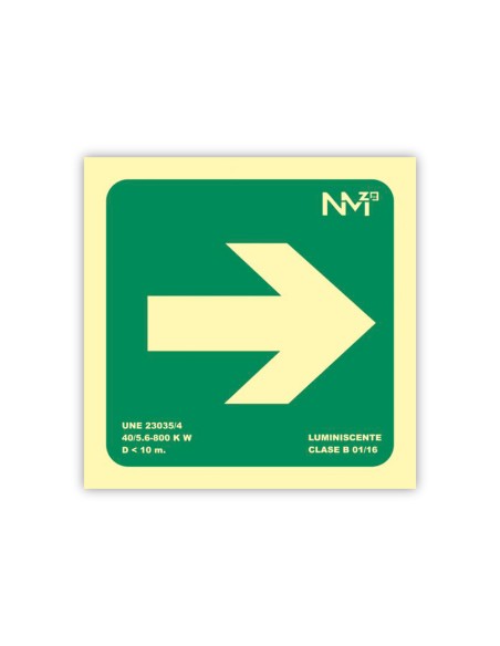 Pictograma archivo 2000 flecha derecha pvc verde luminiscente 224x224 mm