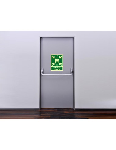 Pictograma archivo 2000 punto de reunion pvc verde luminiscente 224x300 mm