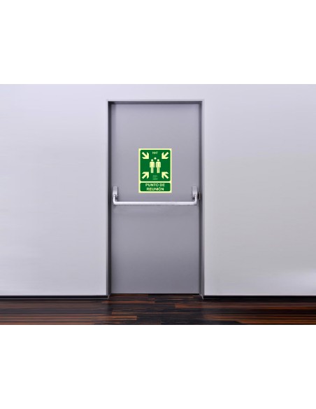Pictograma archivo 2000 punto de reunion pvc verde luminiscente 224x300 mm