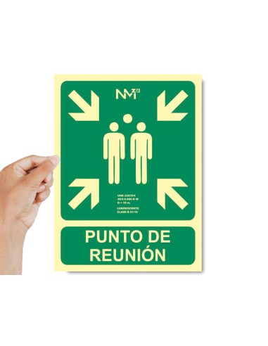 Pictograma archivo 2000 punto de reunion pvc verde luminiscente 224x300 mm