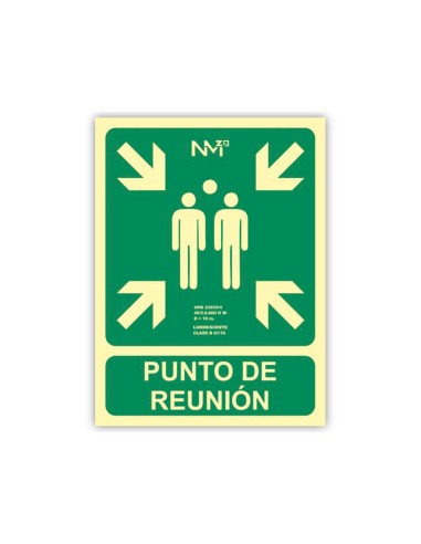 Pictograma archivo 2000 punto de reunion pvc verde luminiscente 224x300 mm