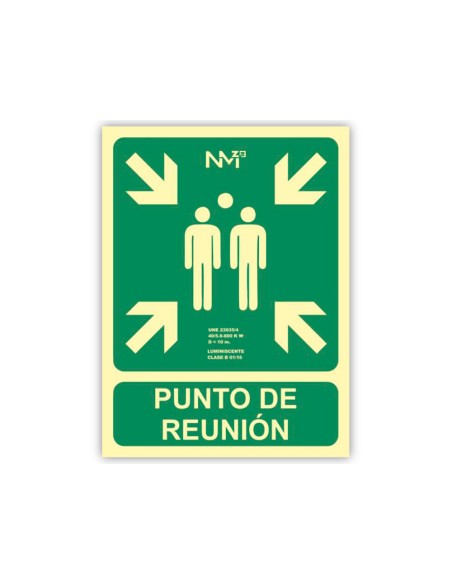 Pictograma archivo 2000 punto de reunion pvc verde luminiscente 224x300 mm