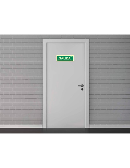 Pictograma archivo 2000 salida pvc verde luminiscente 300x105 mm pack de 2 unidades