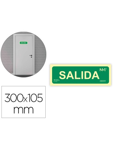 Pictograma archivo 2000 salida pvc verde luminiscente 300x105 mm pack de 2 unidades