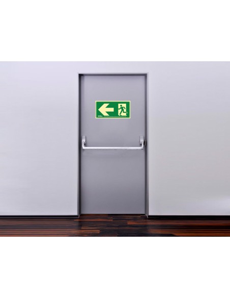 Pictograma archivo 2000 salida de emergencia izquierda pvc verde luminiscente 160x320 mm