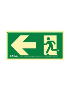 Pictograma archivo 2000 salida de emergencia izquierda pvc verde luminiscente 160x320 mm