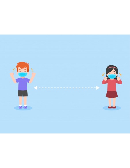 Pictograma archivo 2000 obligatorio mantener 2 m de distancia de seguridad pvc color azul 210x297 mm