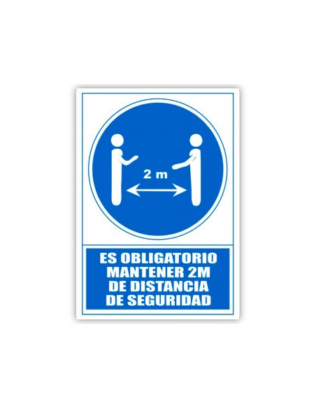 Pictograma archivo 2000 obligatorio mantener 2 m de distancia de seguridad pvc color azul 210x297 mm