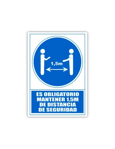 Pictograma archivo 2000 obligatorio mantener 15 m de distancia de seguridad pvc color azul 210x297 mm
