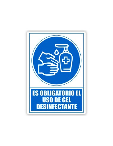 Pictograma archivo 2000 obligatorio el uso de gel desinfectante pvc color azul 210x297 mm