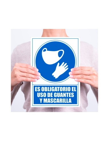 Pictograma archivo 2000 obligatorio el uso de guantes y mascarilla pvc color azul 210x297 mm