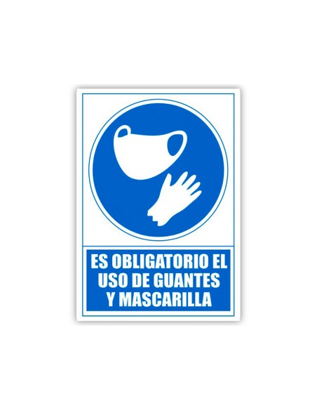 Pictograma archivo 2000 obligatorio el uso de guantes y mascarilla pvc color azul 210x297 mm