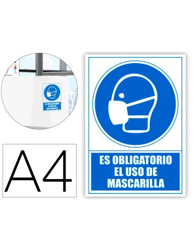 Pictograma archivo 2000 obligatorio el uso de mascarilla pvc color azul 210x297 mm