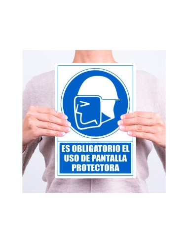 Pictograma archivo 2000 obligatorio uso de pantalla protectora pvc color azul 210x297 mm
