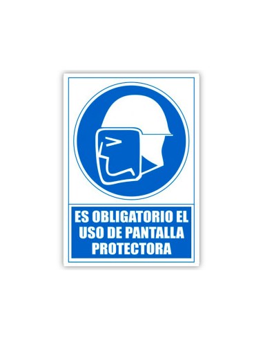 Pictograma archivo 2000 obligatorio uso de pantalla protectora pvc color azul 210x297 mm