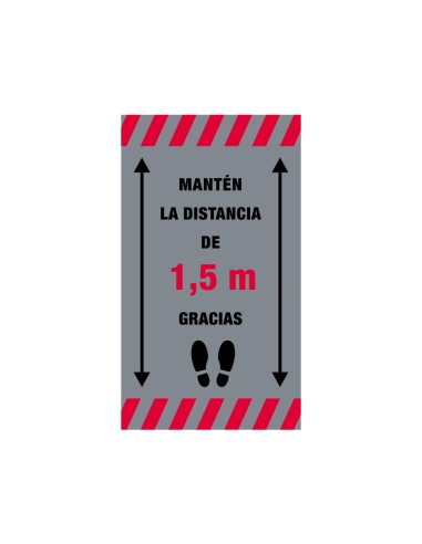 Alfombra para suelo de paso novus manten la distancia de 15 m gracias fondo gris 85x150 cm