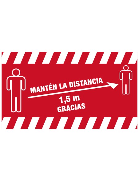 Alfombra para suelo de paso novus manten la distancia de 15 m gracias fondo rojo 85x150 cm