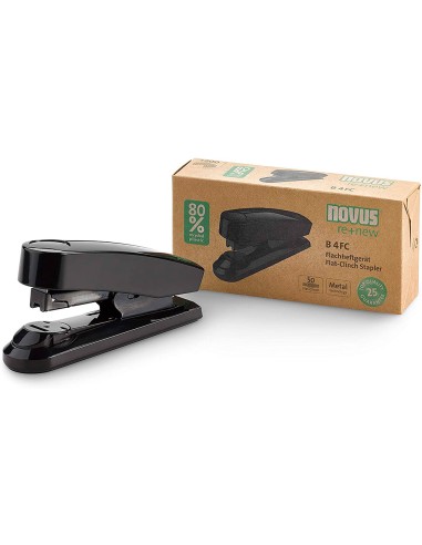 Grapadora novus b4fc plastico abs reciclado grapado plano capacidad 50 hojas usa grapas 24 6 8 y 26 6 8 color negro