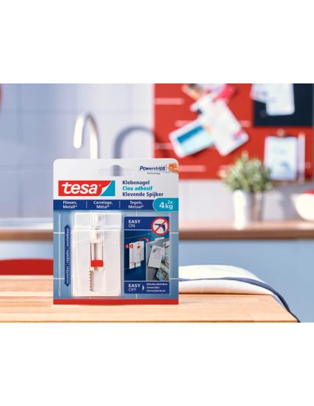 Clavo autoadhesivo tesa sujecion hasta 4 kg uso azulejos removible blister de 2 unidades